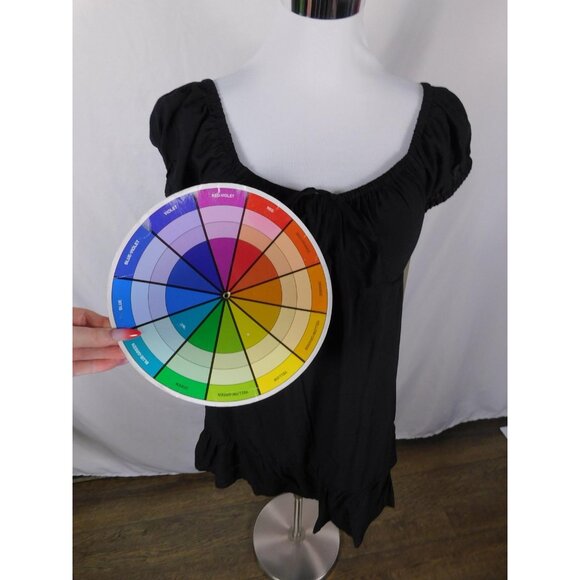 No Boundaries Medium Black Puff Sleeve Mini Dress Ruffle Hem Boho Witch - Picture 8 of 13